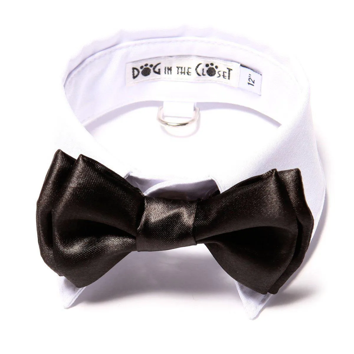 White Shirt Collar With Black Dog Bow Tie Size 18