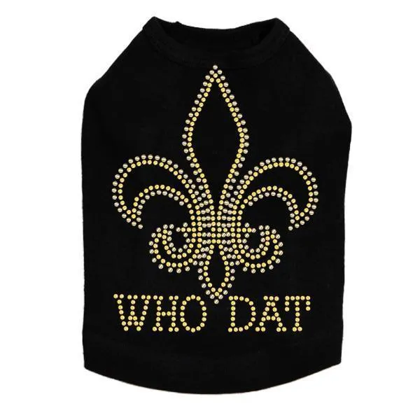 Who Dat Rhinestone Dog Tank