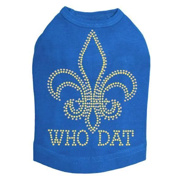 Who Dat Rhinestone Dog Tank