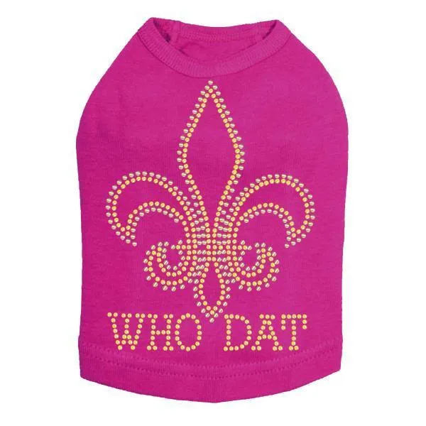Who Dat Rhinestone Dog Tank