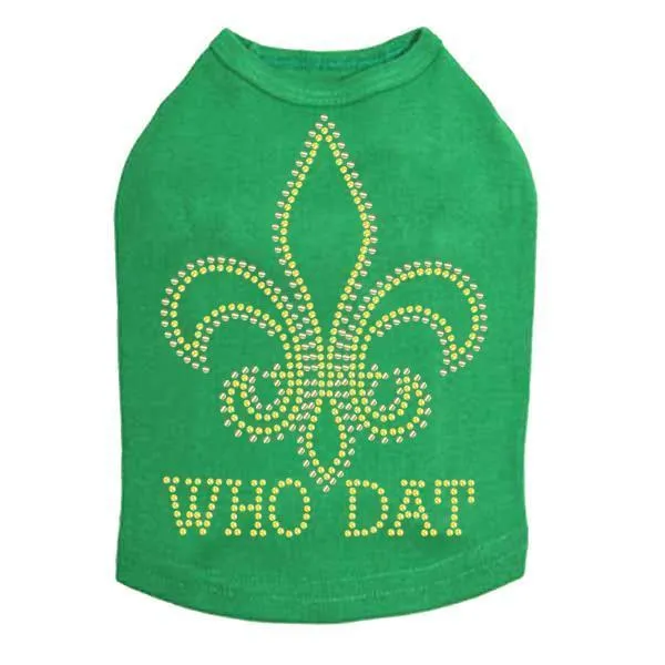 Who Dat Rhinestone Dog Tank