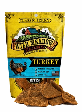 Wild Meadow Farms Classic Turkey Jerky Bites Treats for Dogs