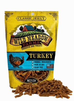 Wild Meadow Farms Classic Turkey Jerky Minis Treats for Dogs