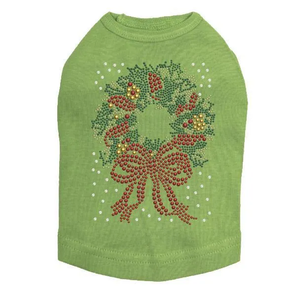 Xmas Wreath Rhinestone Dog Tank
