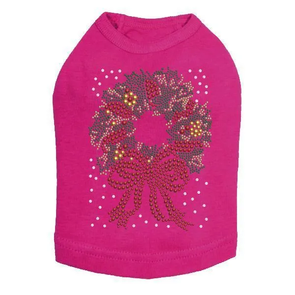 Xmas Wreath Rhinestone Dog Tank