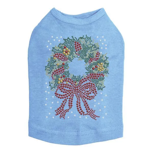 Xmas Wreath Rhinestone Dog Tank