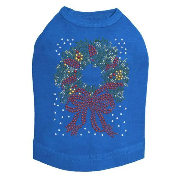 Xmas Wreath Rhinestone Dog Tank