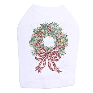 Xmas Wreath Rhinestone Dog Tank