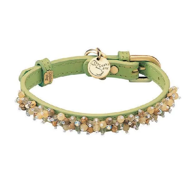 Yellow Jade And Picture Jasper Mini Beaded Dog Collar