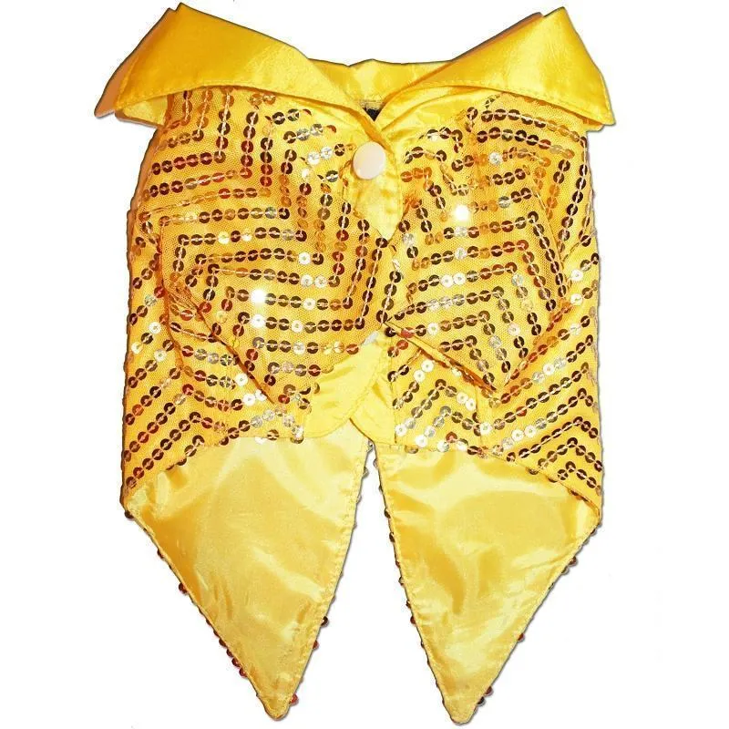 Yellow Sequin Wedding Dog Tuxedo