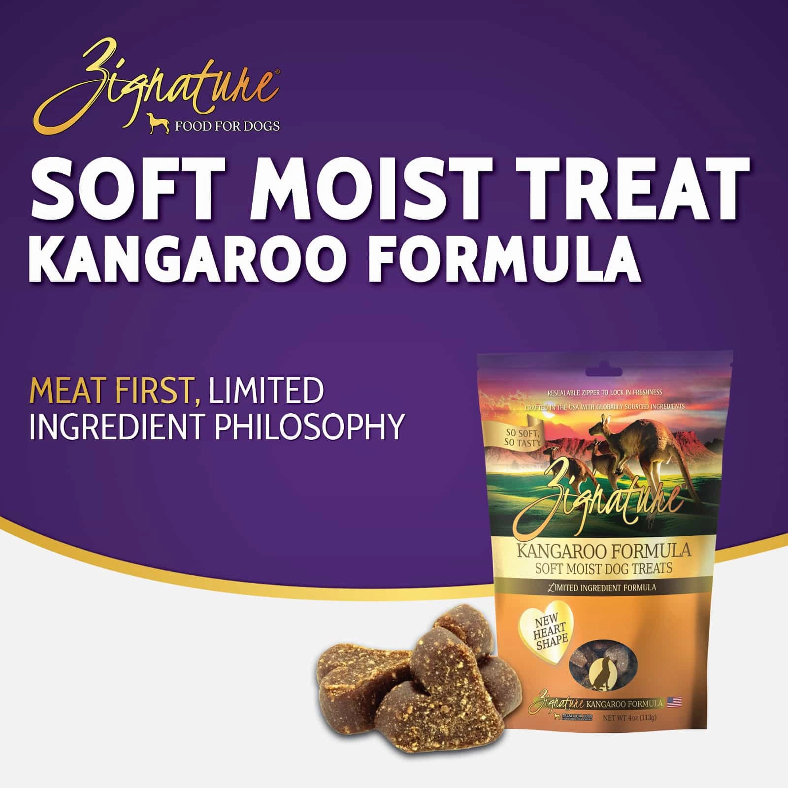 Zignature Soft Moist Kangaroo Formula Dog Treats