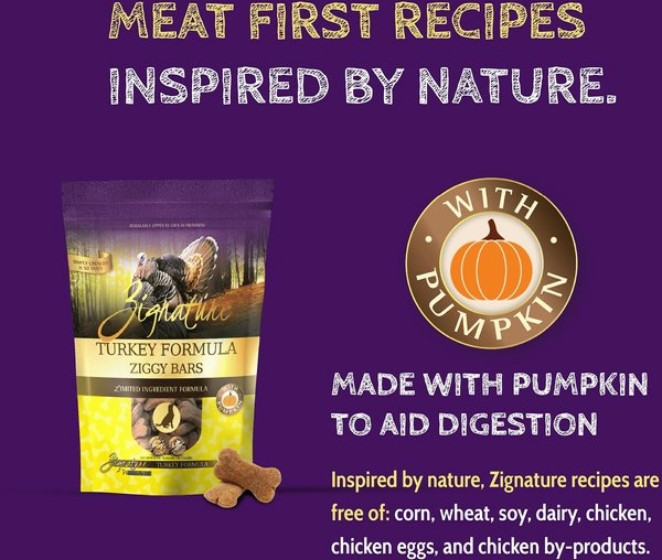 Zignature Ziggy Bars Turkey Formula Dog Treats