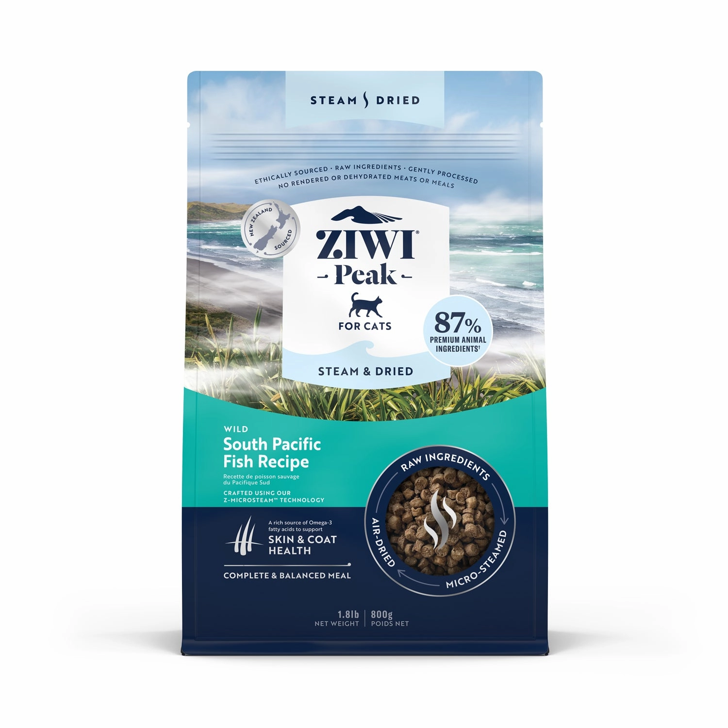 ZiwiPeak Steam & Dried Cat Food - Wild South Pacific Fish Recipe