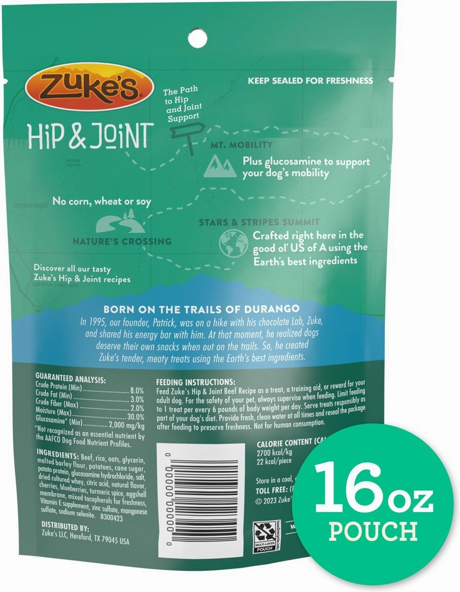 Zuke's Hip & Joint Beef Recipe Soft & Chewy Dog Treats
